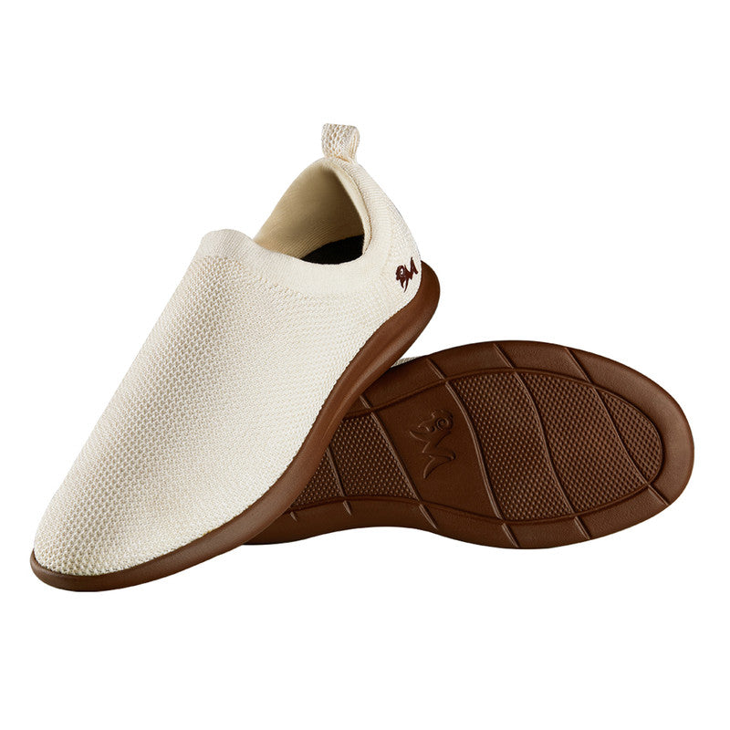 Neeman's ReLive Knit Slip On Sneakers | Ivory & Brown | Light-Weight & Comfortable