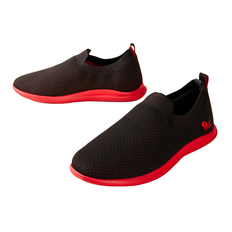 Neeman's Slip-On Casual Shoes for Men| Black & Red | Padded Insole