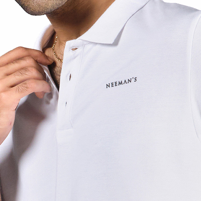 Neeman's White Polo T-Shirt for Men | Organic Cotton