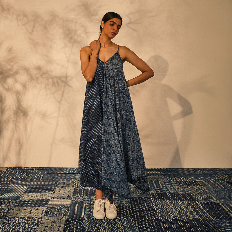 Cotton Long Dress for Women | Indigo | Adjustable Straps