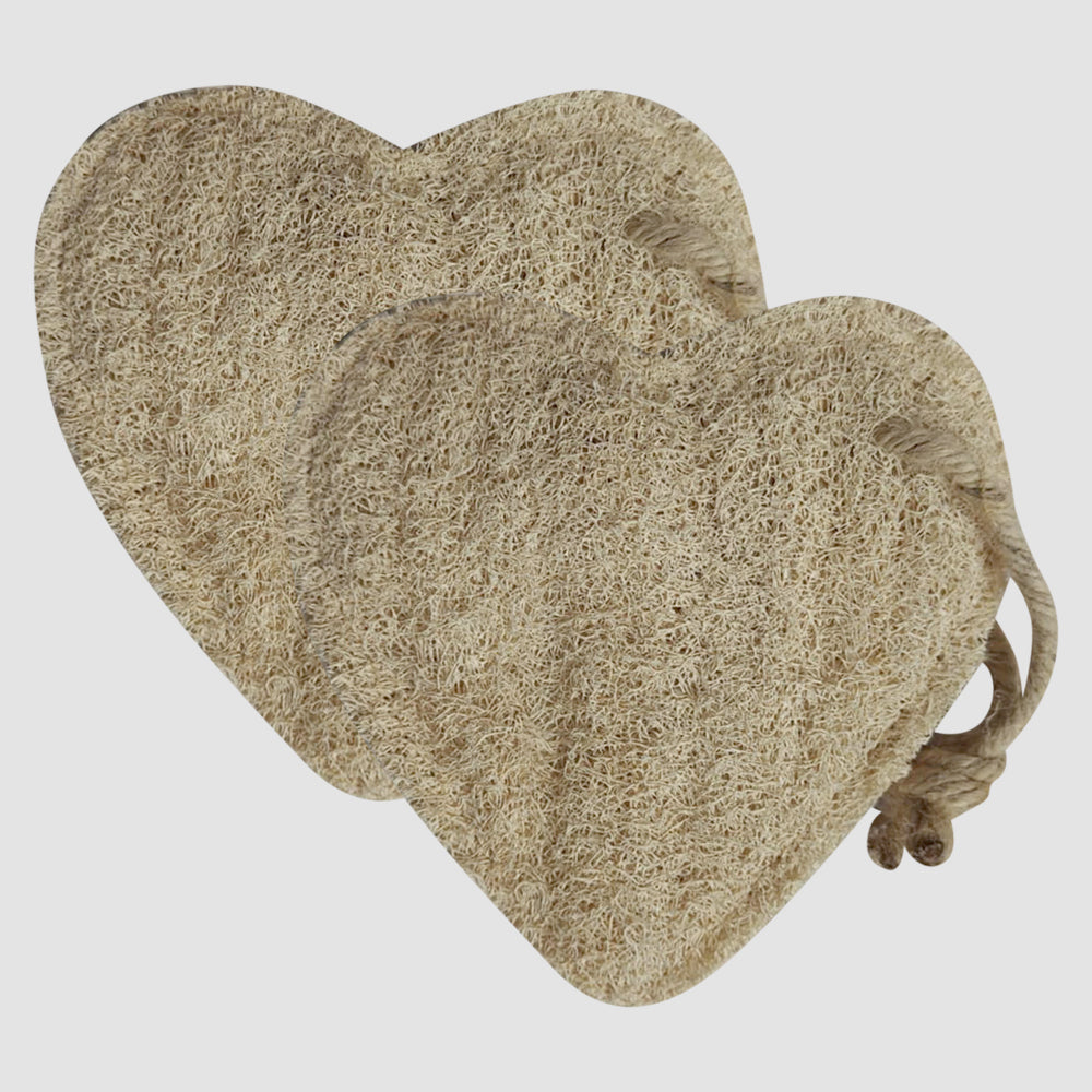 Natural Loofah Body Scrubber | Heart Shape | Set of 2