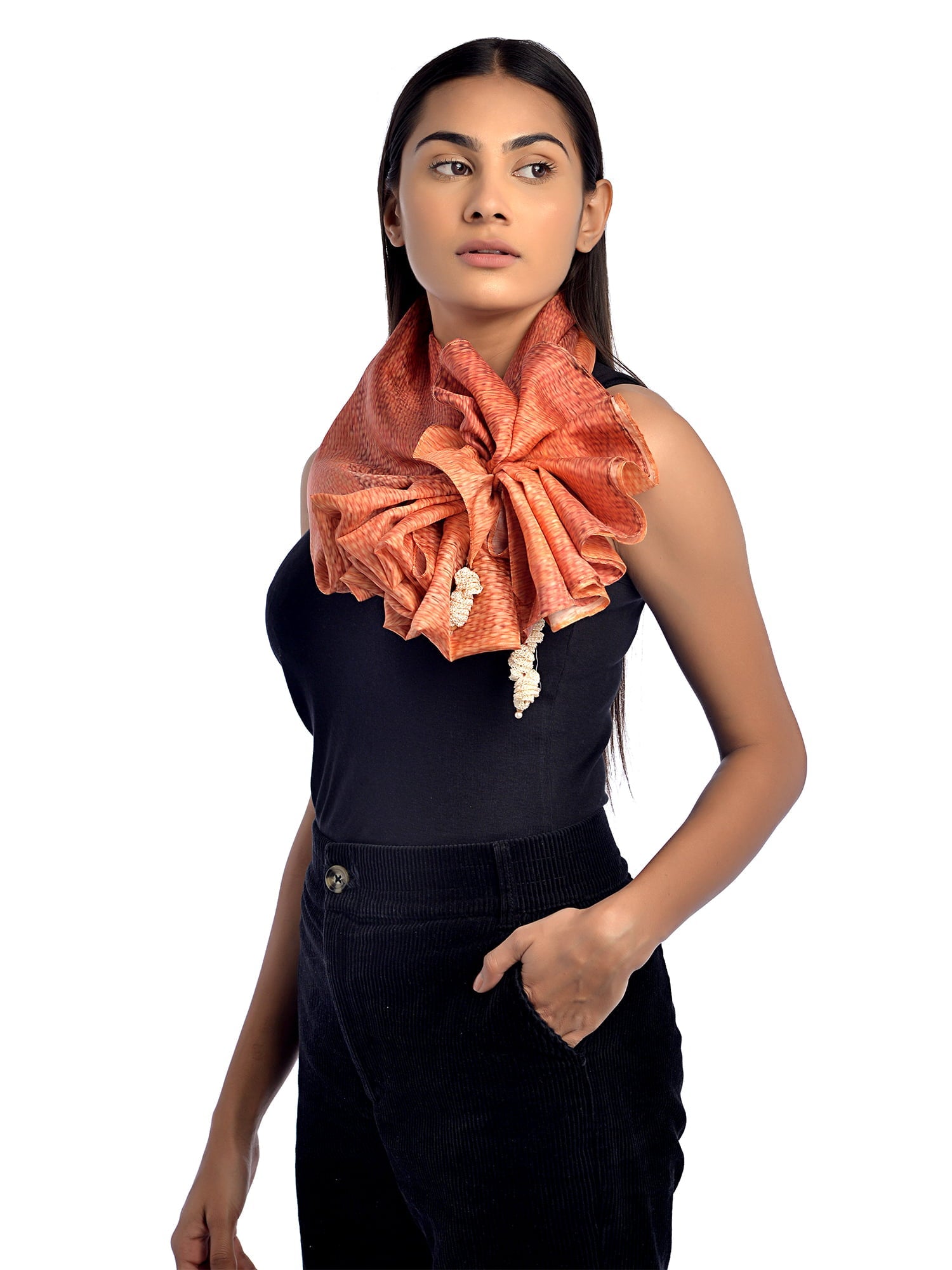 pure silk long scarf-ORANGE - House Of Prana