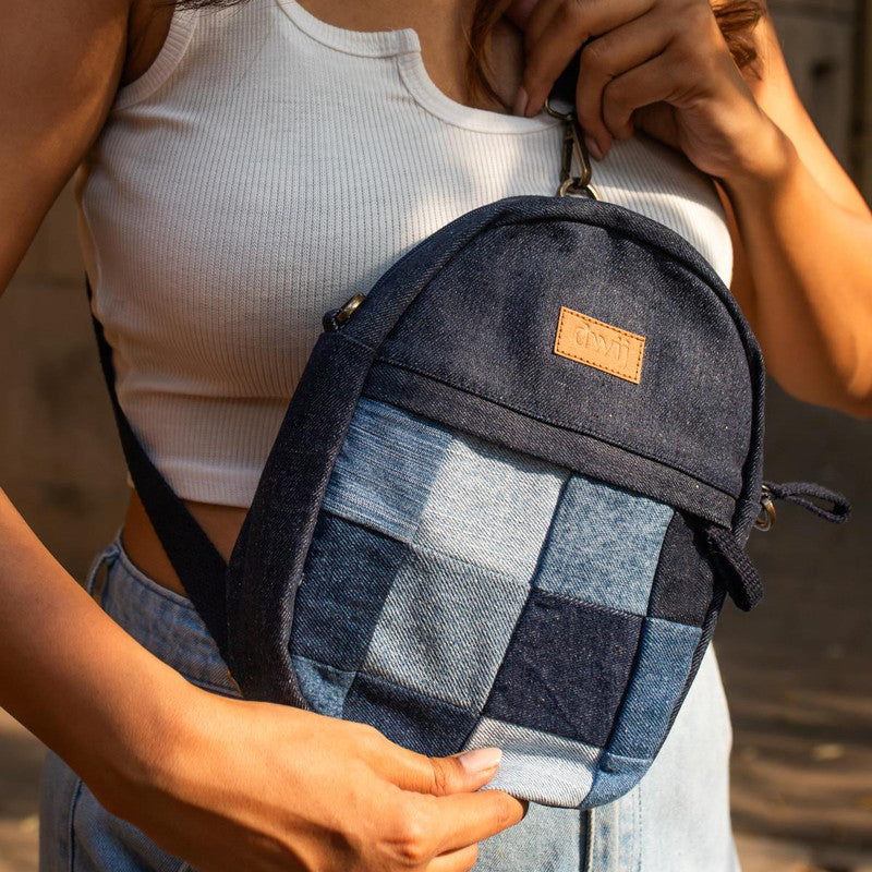 Upcycled Denim Sling Bag | Blue | Unisex