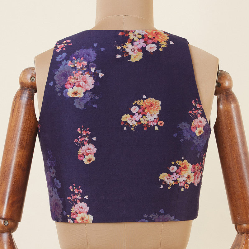 Linen Printed Blouse | Sleeveless | Lavender