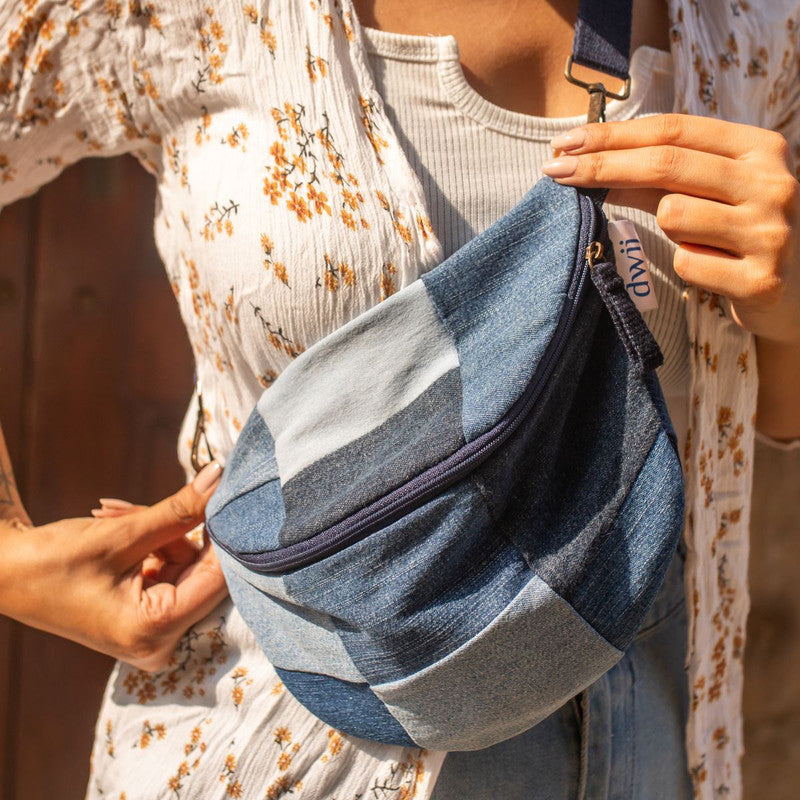 Upcycled Denim Waist Pouch Bag | Blue | Unisex