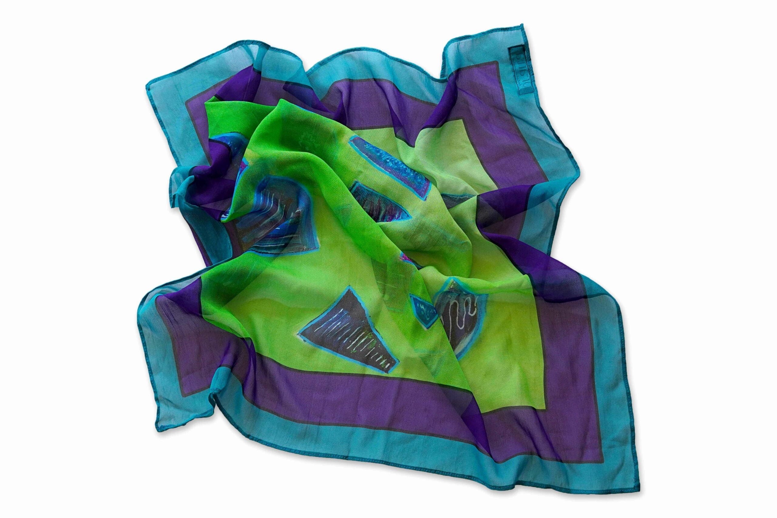 Georgette square scarf- Peacock Feather - House Of Prana