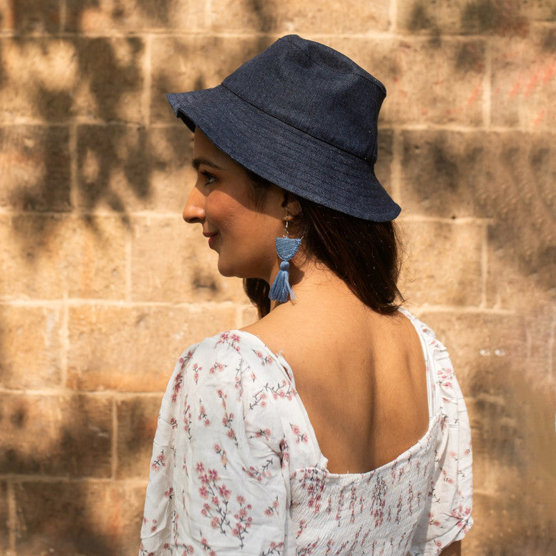 Upcycled Denim Bucket Hat | Blue | Unisex | Large