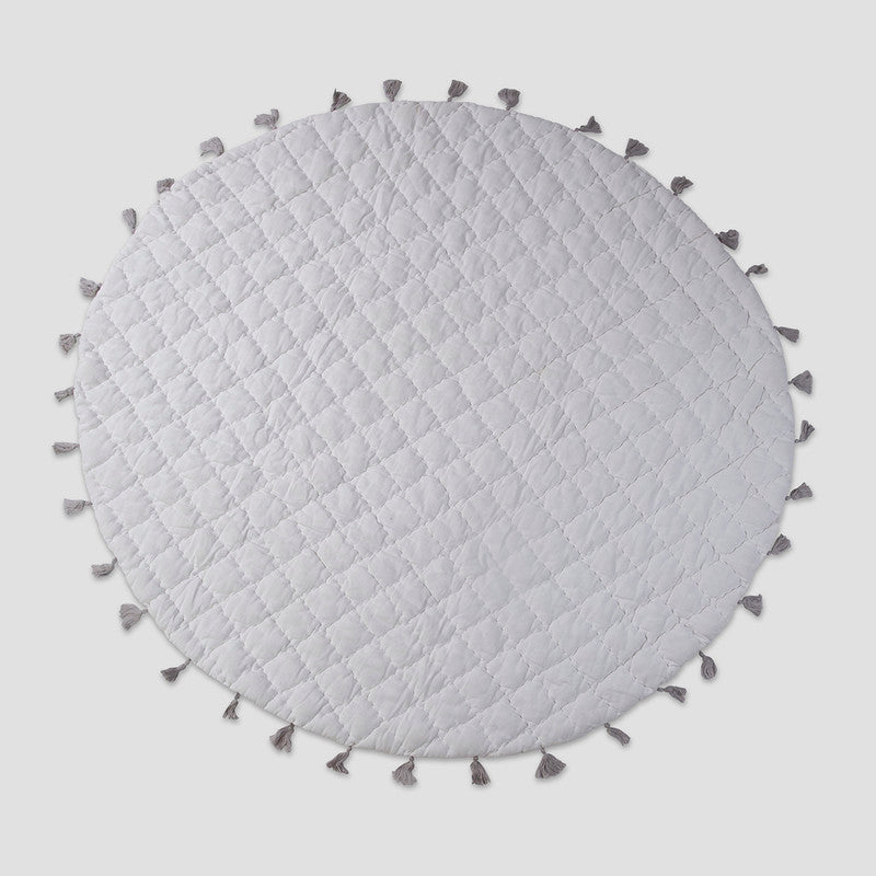 Cotton Quilted Tasseled Play Mat | Off-White