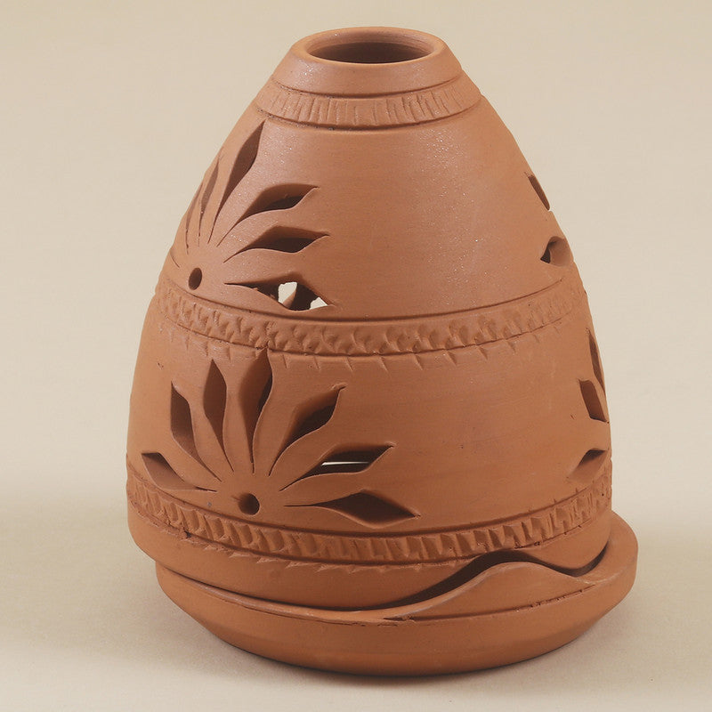 Terracotta Dhoop Dani | Candle Holder | Red