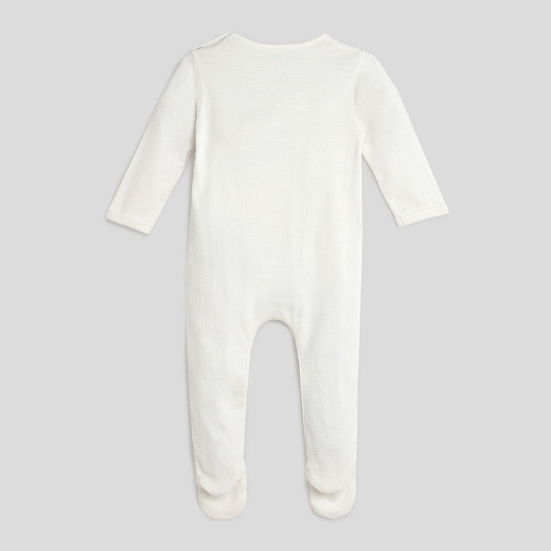 Cotton Sleepsuit For Baby | Vegie Monster | Ecru