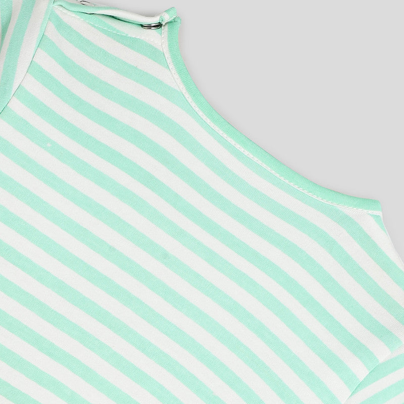 Cotton Sleepsuit For Kids | Eat Your Vegie Stripe | Green