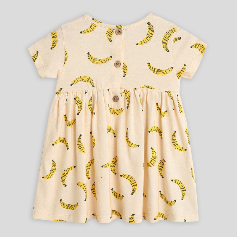 Cotton Dress For Girls | Banana Gathered | Cream