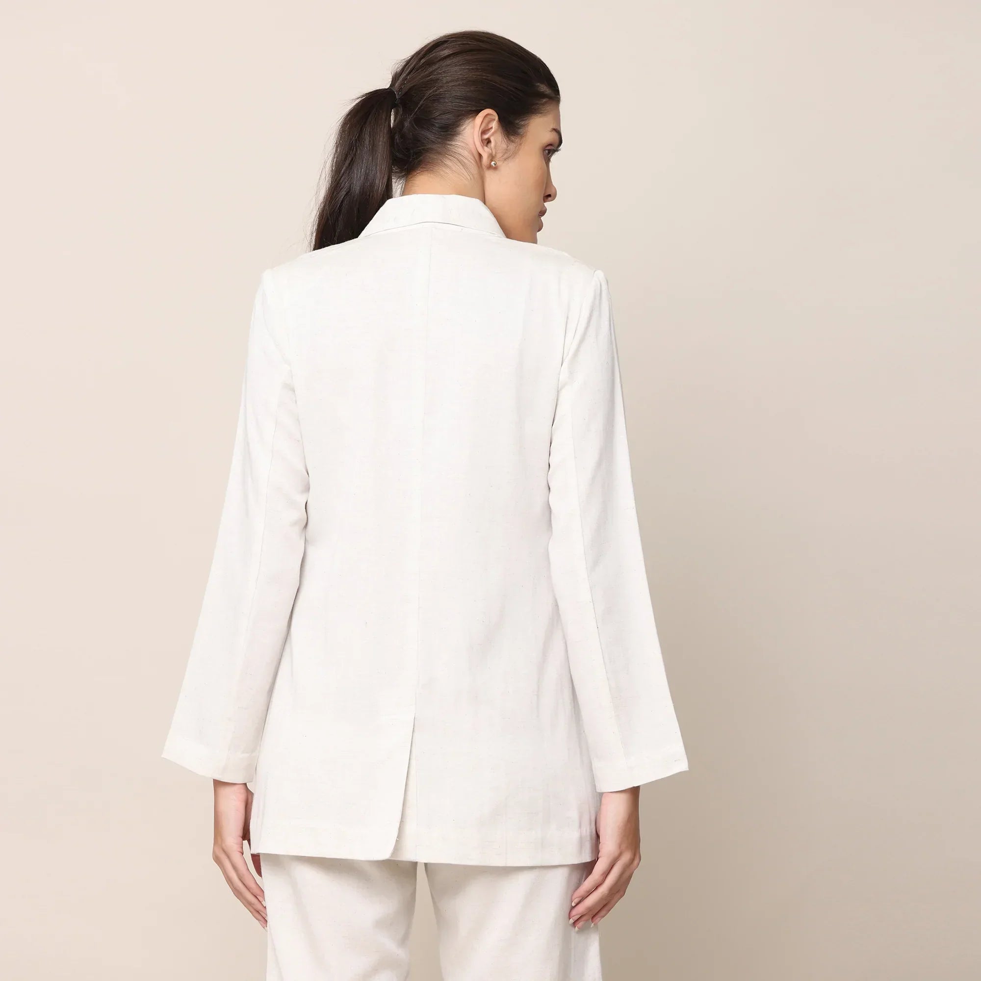 Cotton Tencel Blazer | Ecru