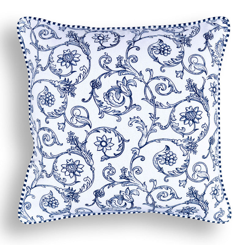 Cotton Cushion Cover | Swirl Print | Blue