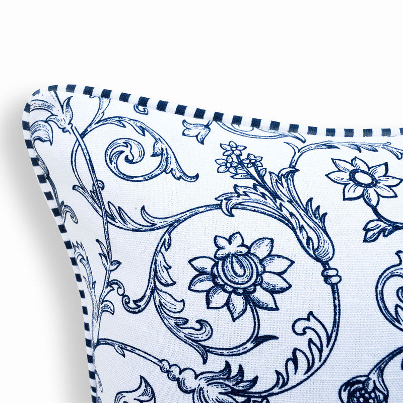 Cotton Cushion Cover | Swirl Print | Blue