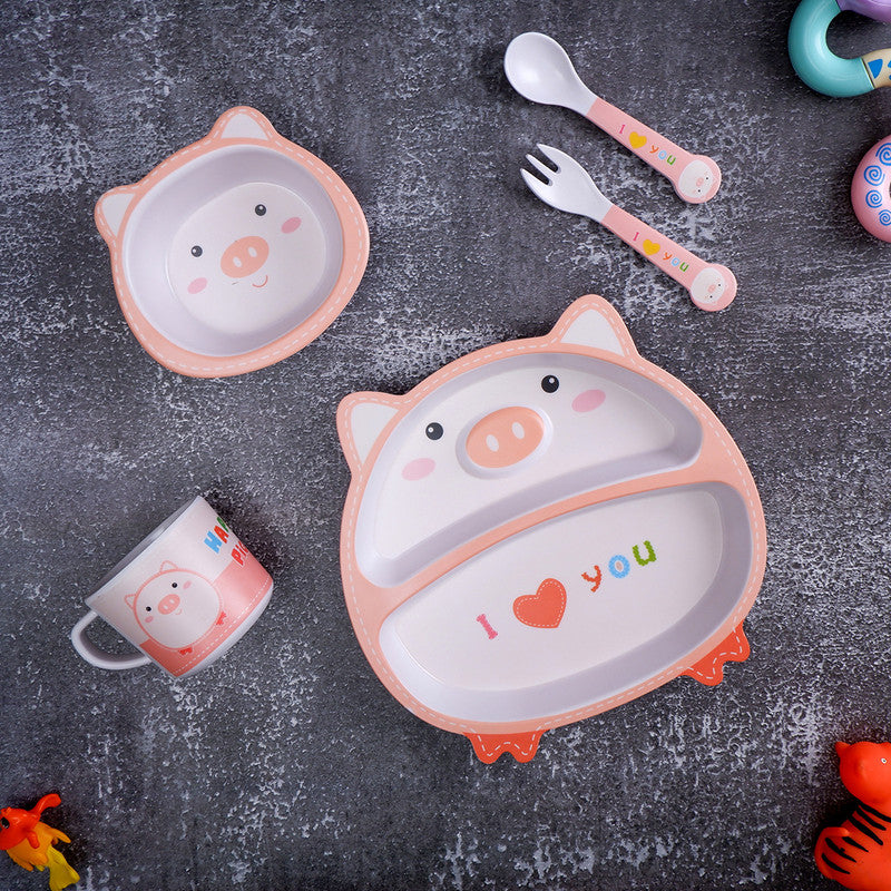 Bamboo Baby Dinner Set | Plumpy Pig | Peach | Set of 5