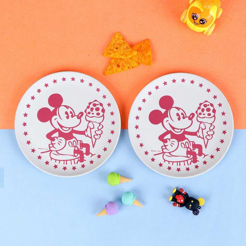 Bamboo Kids Plate | Mickey Mouse | Red & White | Set Of 2