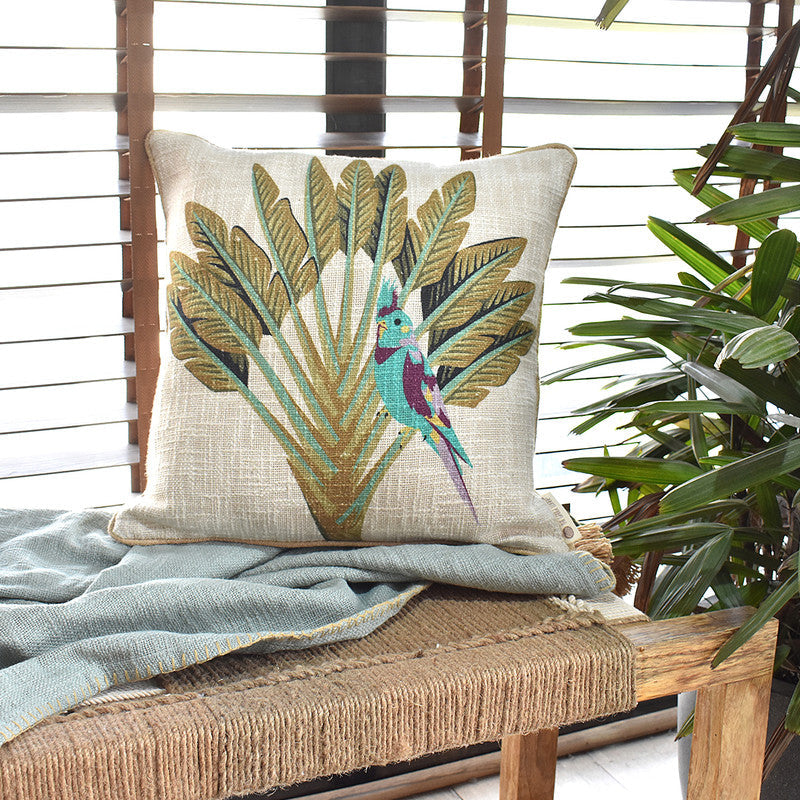 Cotton Cushion Cover | Tropical Gateway | Multicolour | 40 x 40 cm