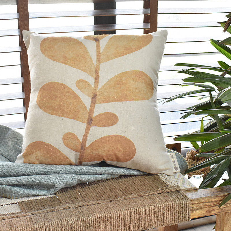 Cotton Cushion Cover | Sandy Tropic | Light Mustard | 40 x 40 cm