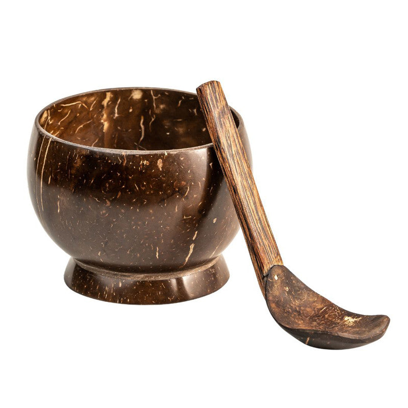 Coconut Shell Soup Bowl with Spoon | Brown | 350 ml