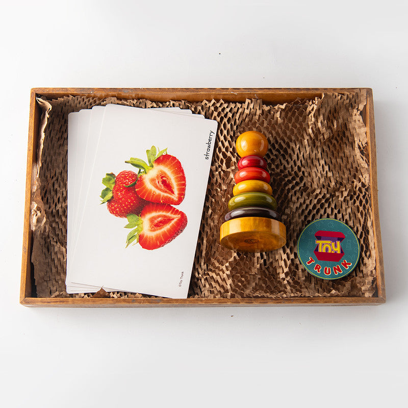 Learn & Stack Discovery Kit | Ring Stacker With Fruit Flash Cards