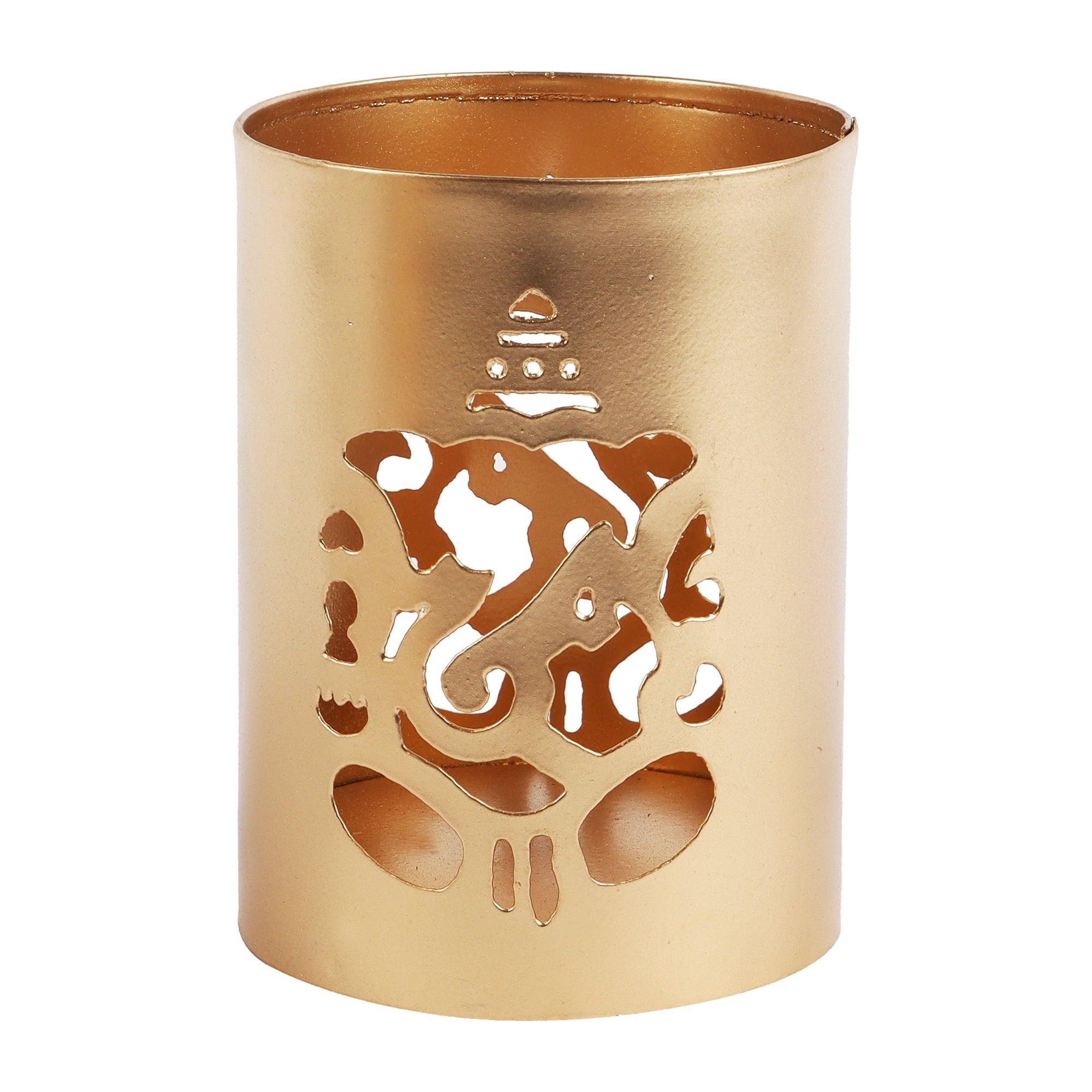 Laxmi Ganesh Tealight Glass Holder - Amaya Decors