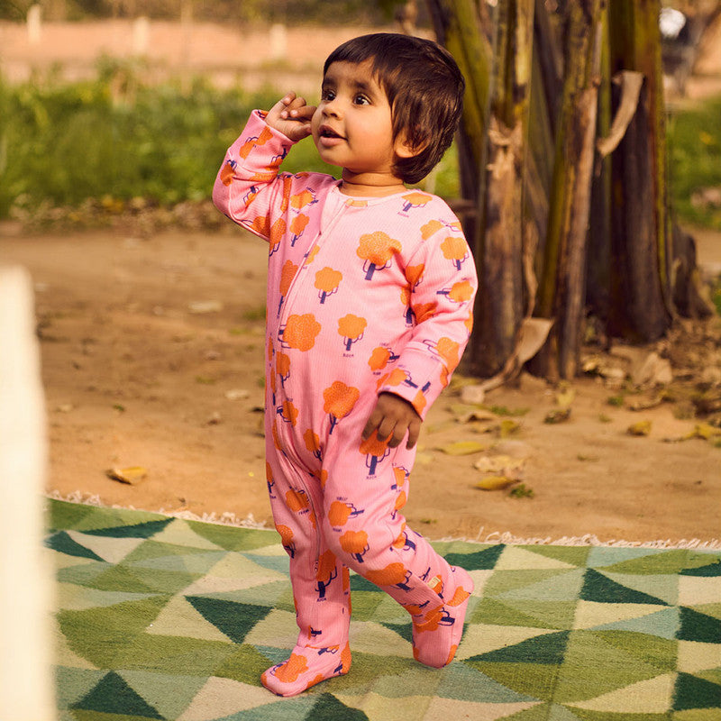 Cotton Bloom Onesie Sleepsuit | Pink