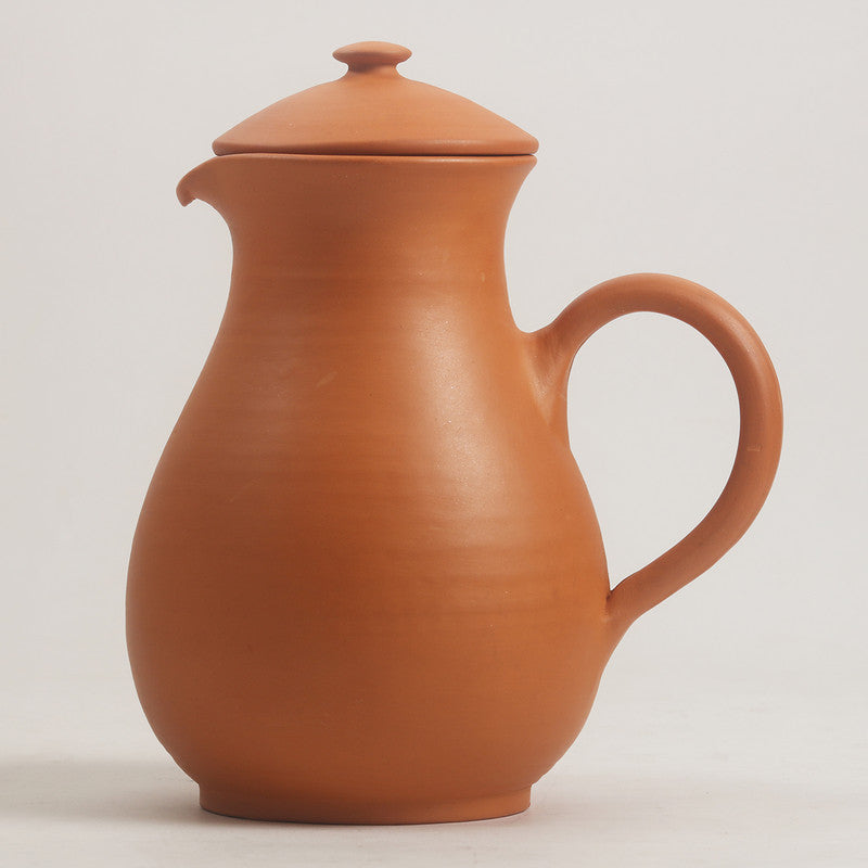 Terracotta Water Jug with Lid | Matte Finish | 1 Litre