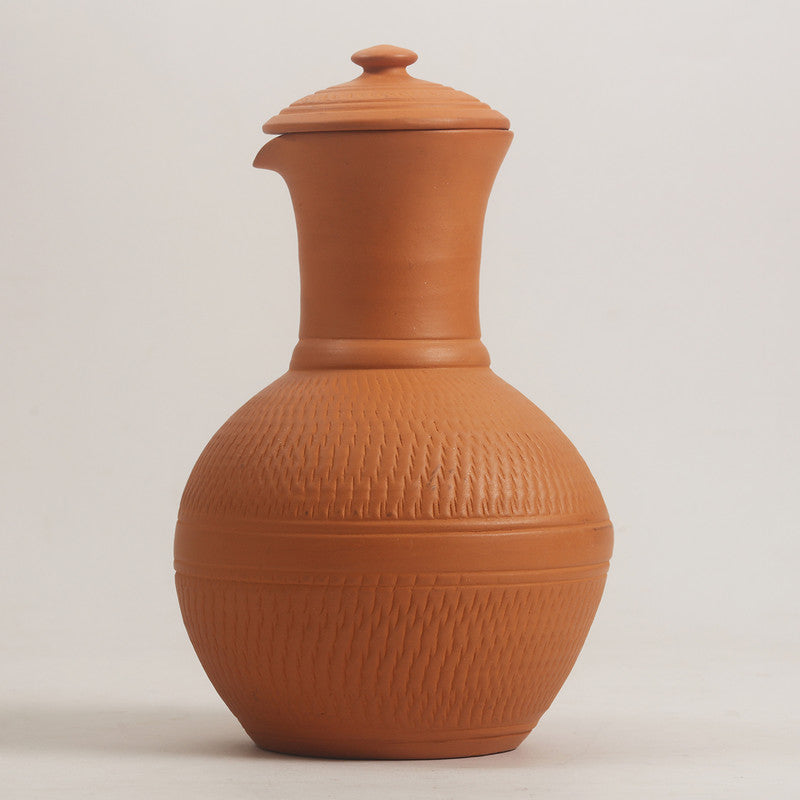 Terracotta Water Jug with Lid | Engraved | 1 Litre