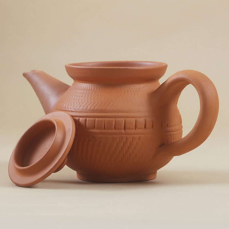 Terracotta Milk Tea Pot with Lid | Engraved | 500 ml