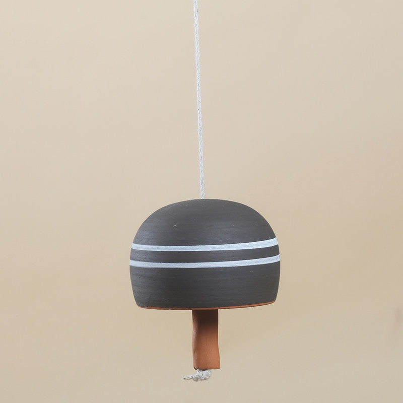 Coal Terracotta Bell with Clay Clapper | White Clay Bell Wind Chimes