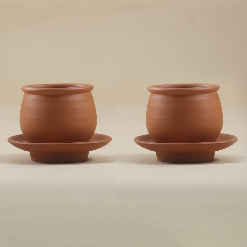 Terracotta Cup Plate Set | Set of 4