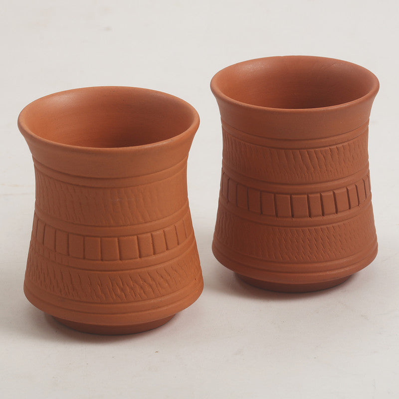 Terracotta Glass | Engraved | 225 ml | Set of 2