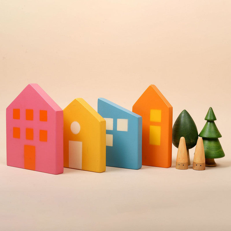 Wooden Toys for Kids | Wooden Houses | Set of 4