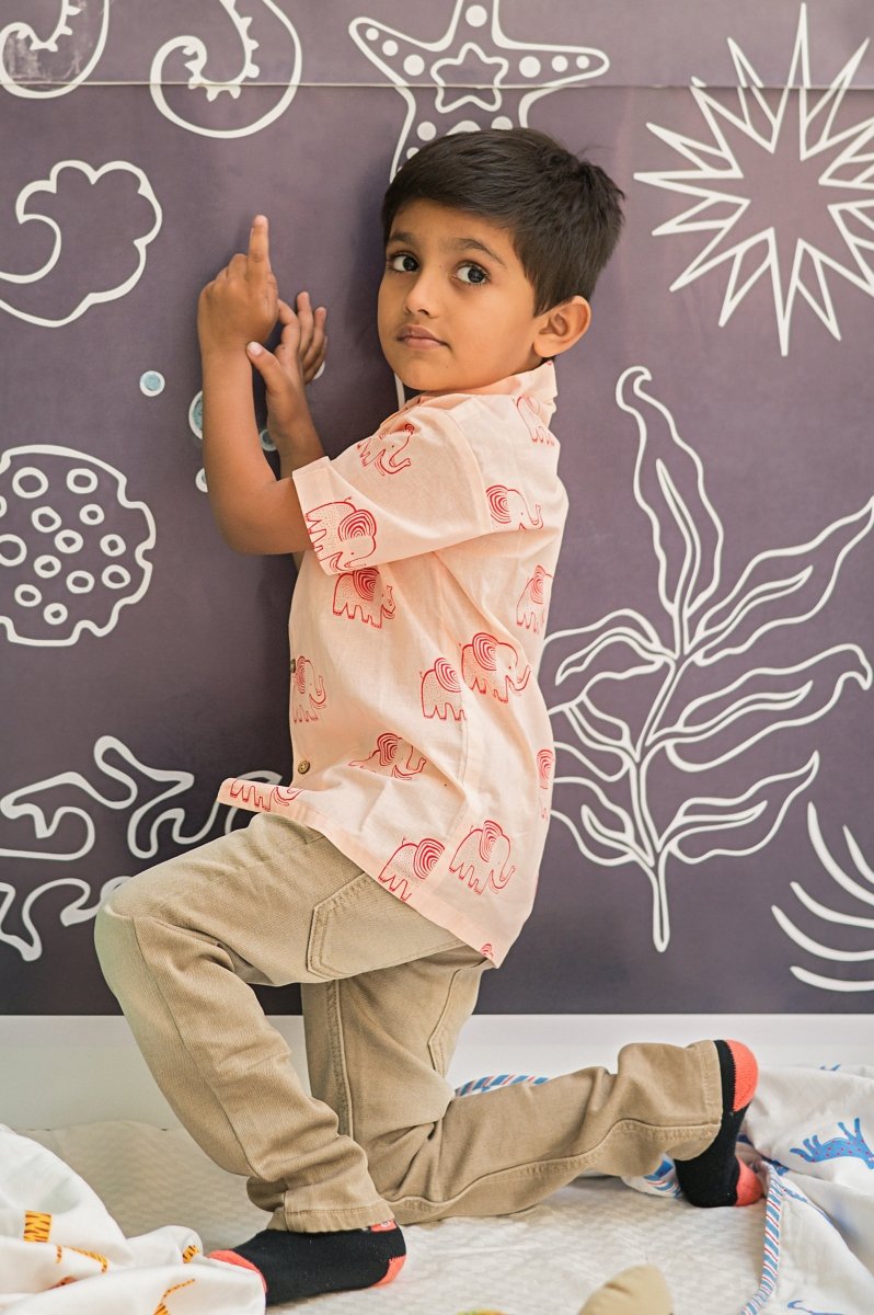 A Stomping Elephant- Boys Cotton Shirt