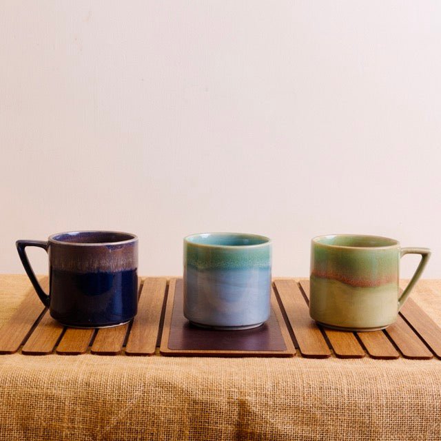 Alsaahil Mug | Light Blue and Light Green | Hand glazed | Microwave Proof