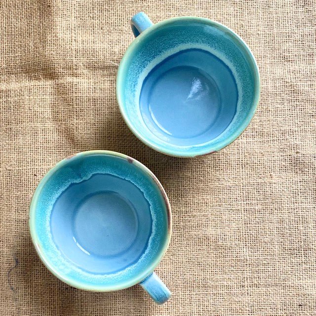 Alsaahil Mug | Light Blue and Light Green | Hand glazed | Microwave Proof