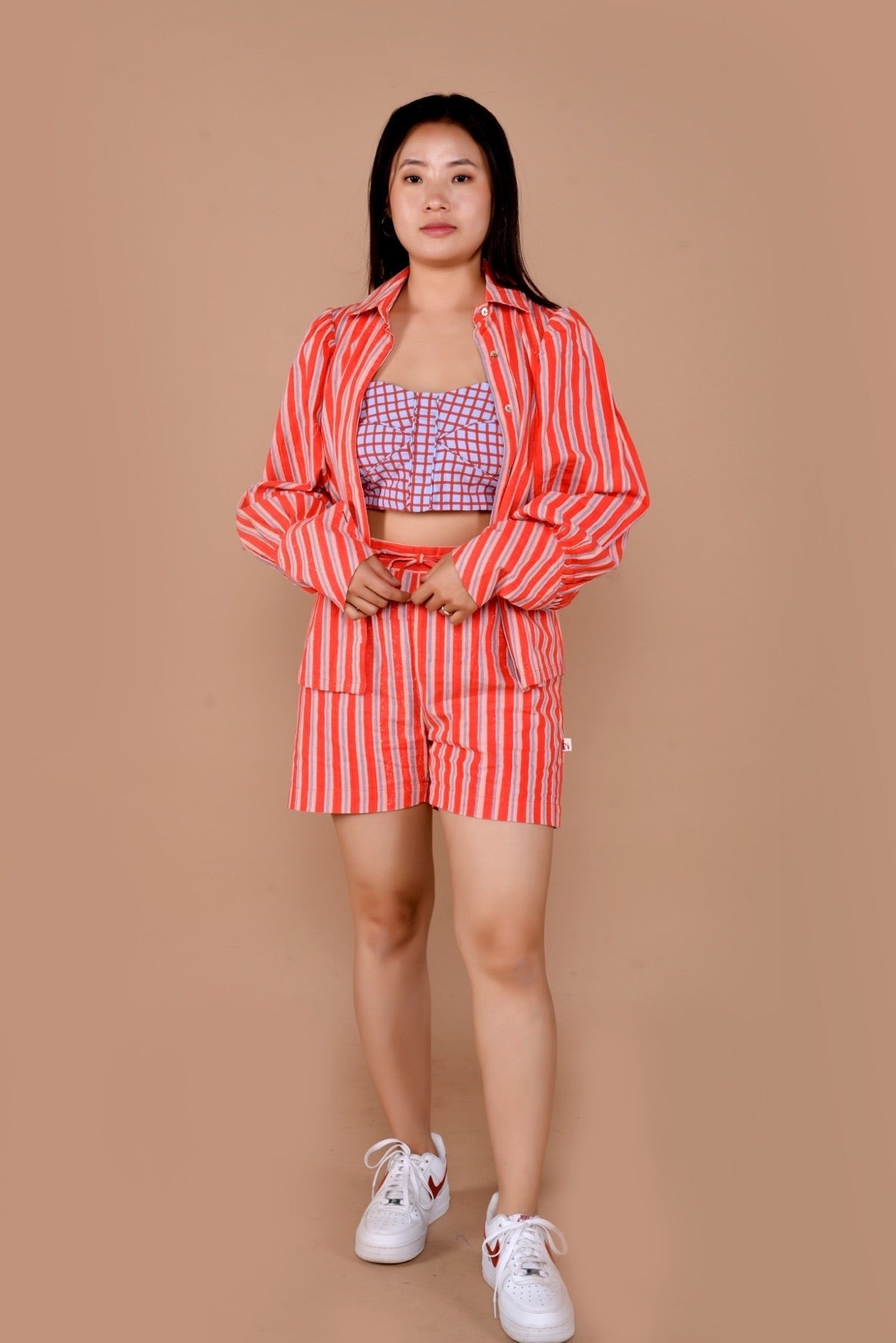 Anna 3 Pc Handloom Cotton Shirts Set With Bustier