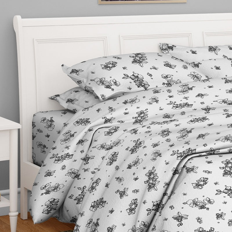 Antimicrobial 100% Cotton Linear Floral Pillow Covers