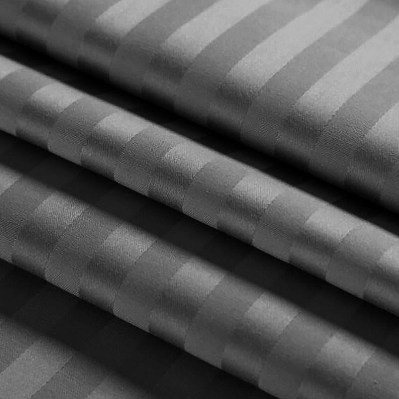Antimicrobial 100% Cotton Sateen Striped Grey Bedsheet Set
