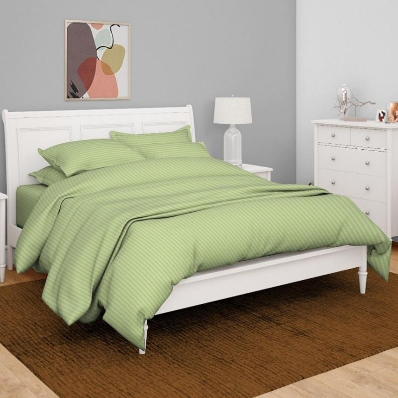 Antimicrobial 100% Cotton Sateen Striped Sage Bedsheet Set