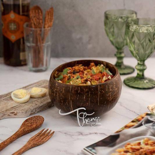 Artisan Jumbo Polished Coconut Bowl with Spoon & Fork - 900 ml