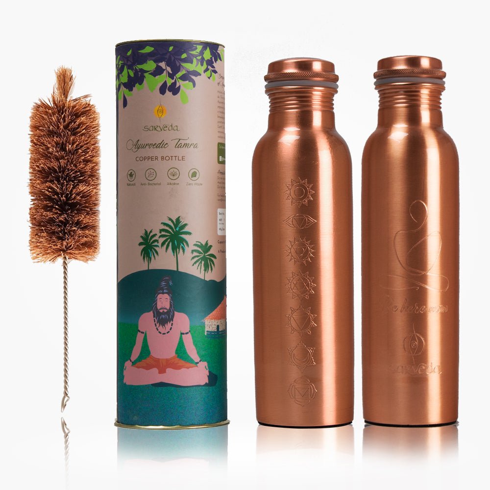 Ayurvedic Copper Bottle Vintage & Plain | Be here now with 7 Chakras Plain