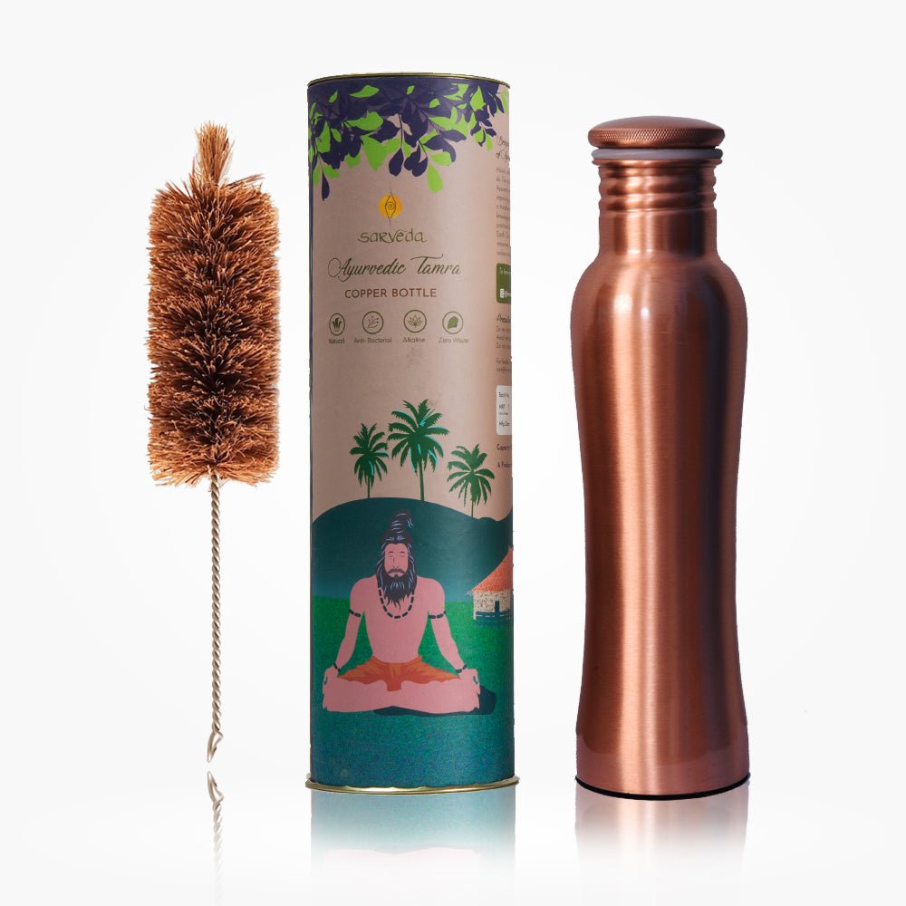 Ayurvedic Curved Copper Bottle Plain - 1 Litre | Sleek Style