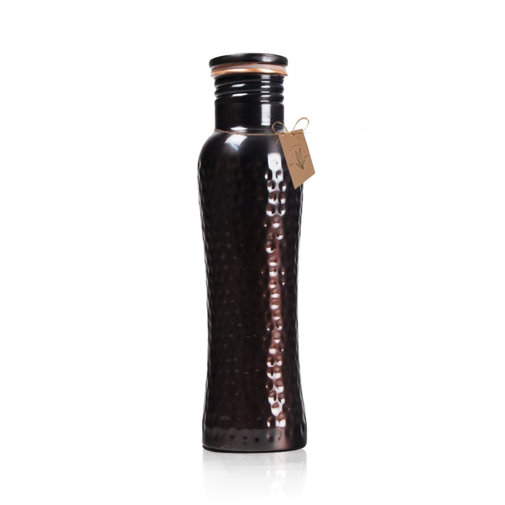 Ayurvedic Curved Vintage Hammered Copper bottle - 1 Litre