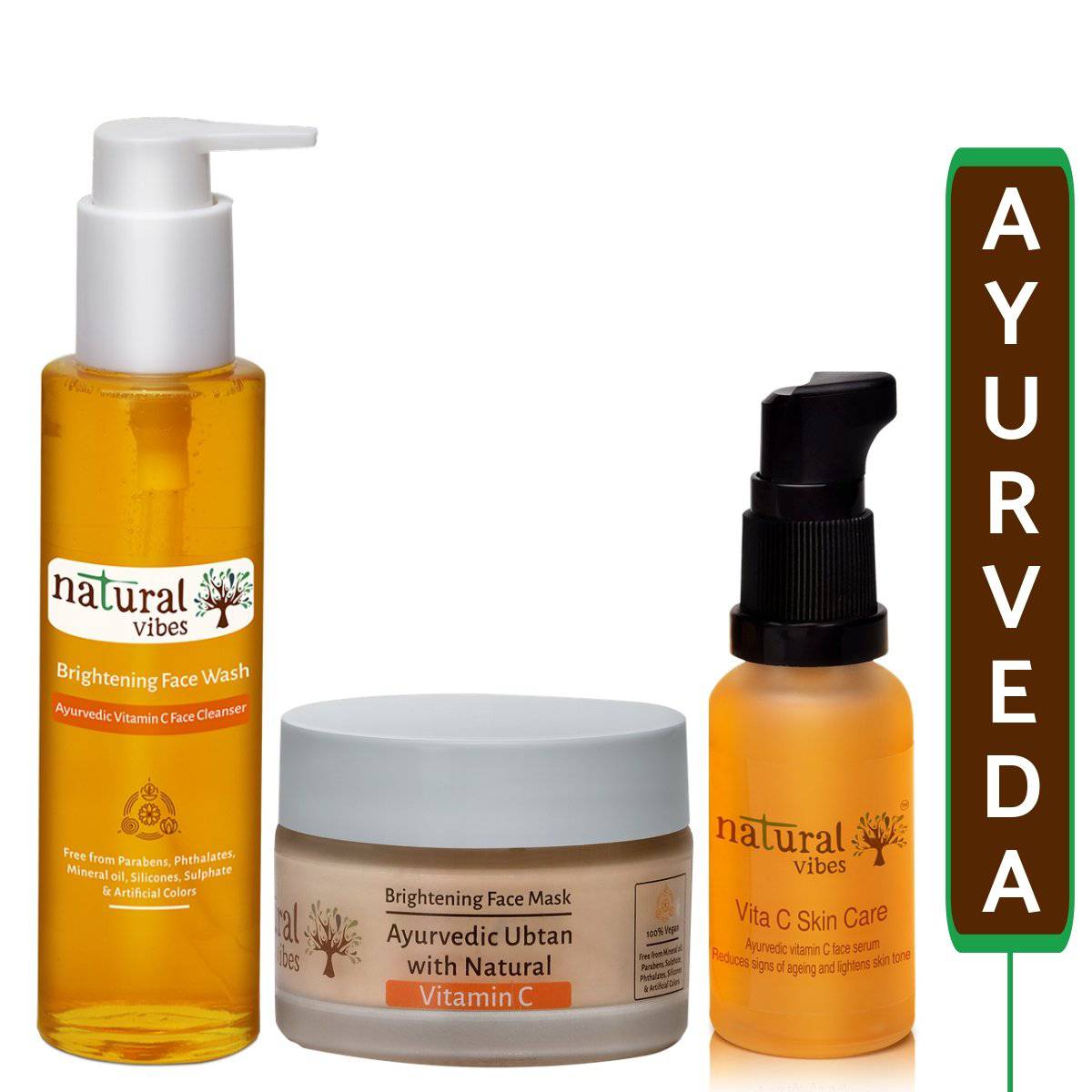 Ayurvedic Vitamin C Skin Repair and Glow Regime (Face wash + Ubtan + Serum)