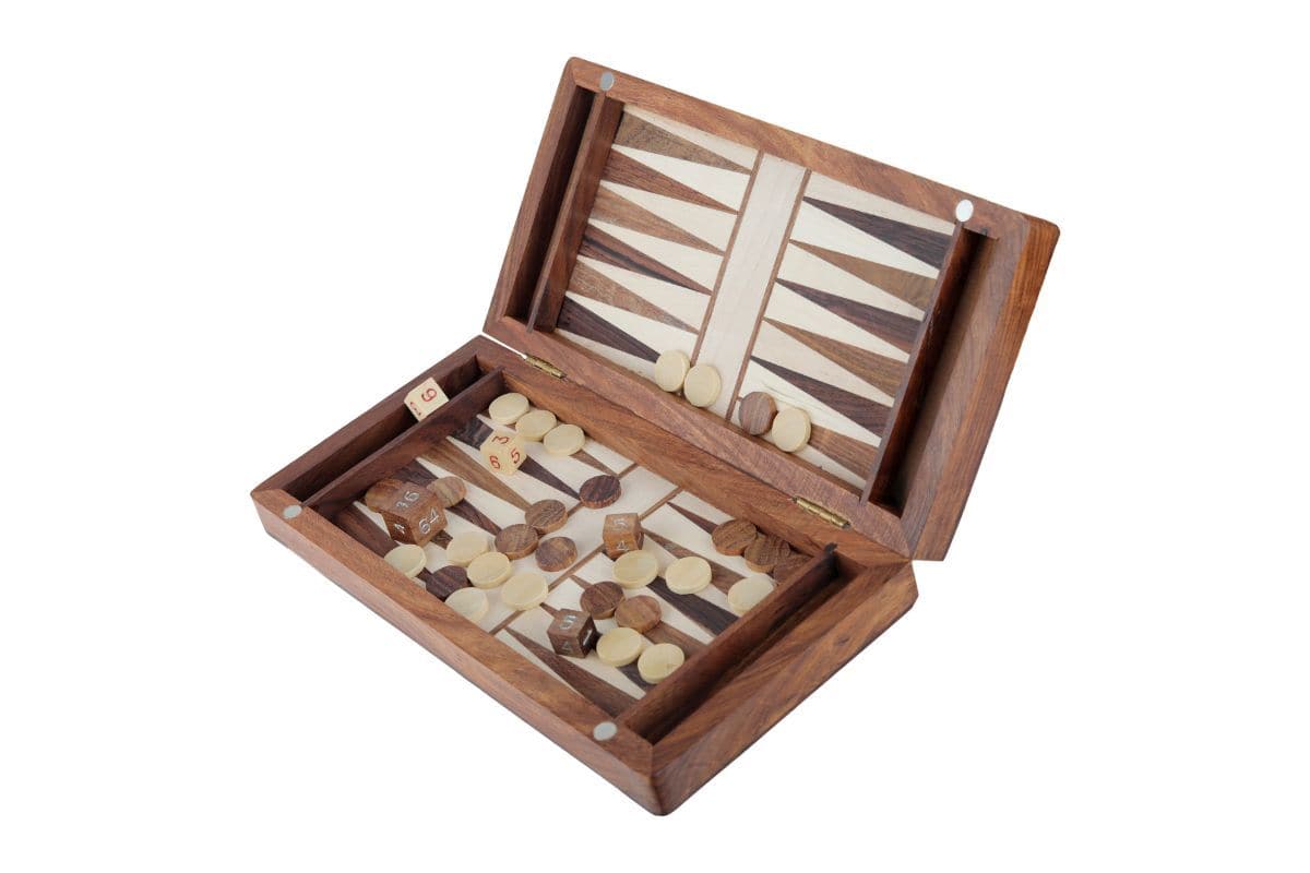 2 in 1 Wooden Backgammon and Chess Game Set - 10" (Inch)