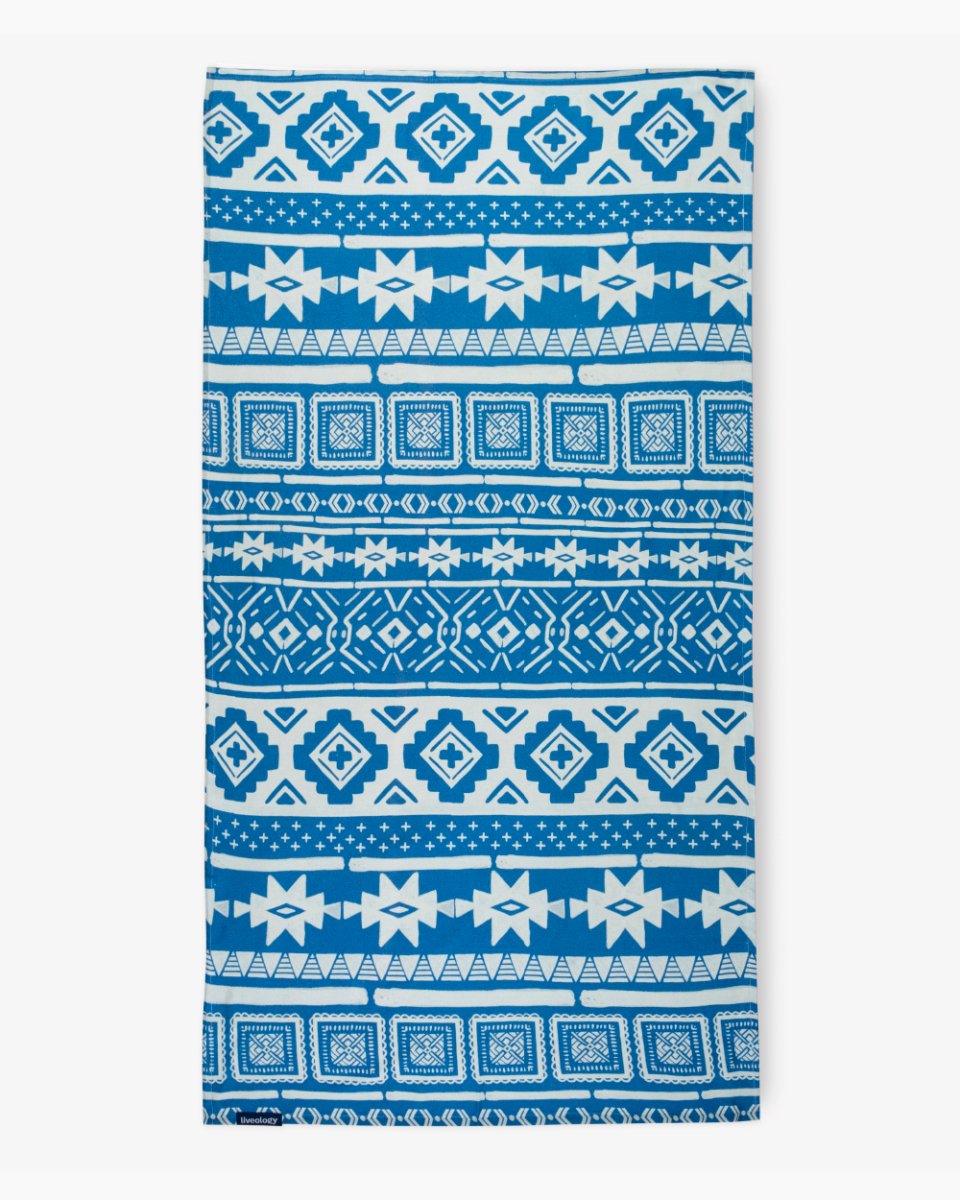 Bamboo & Cotton Blend Printed Bath Towel | Nomad Azure Blue