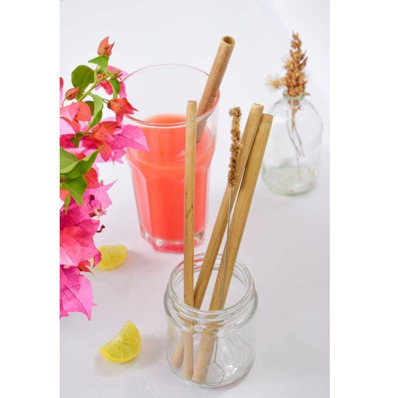 Bamboo Straws with a Sisal Fiber Straw Cleaner