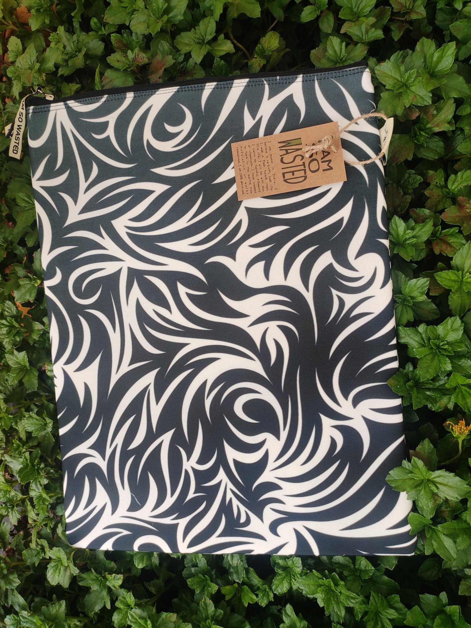 Black and White Upcycled Laptop Sleeve